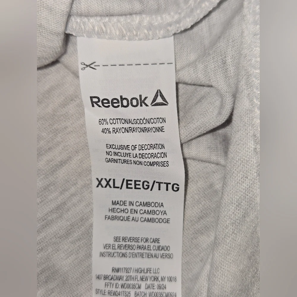 New! Lot Of 2, XXL Reebok Classic T-Shirts In Cobalt And Grey - Picture 8 of 9